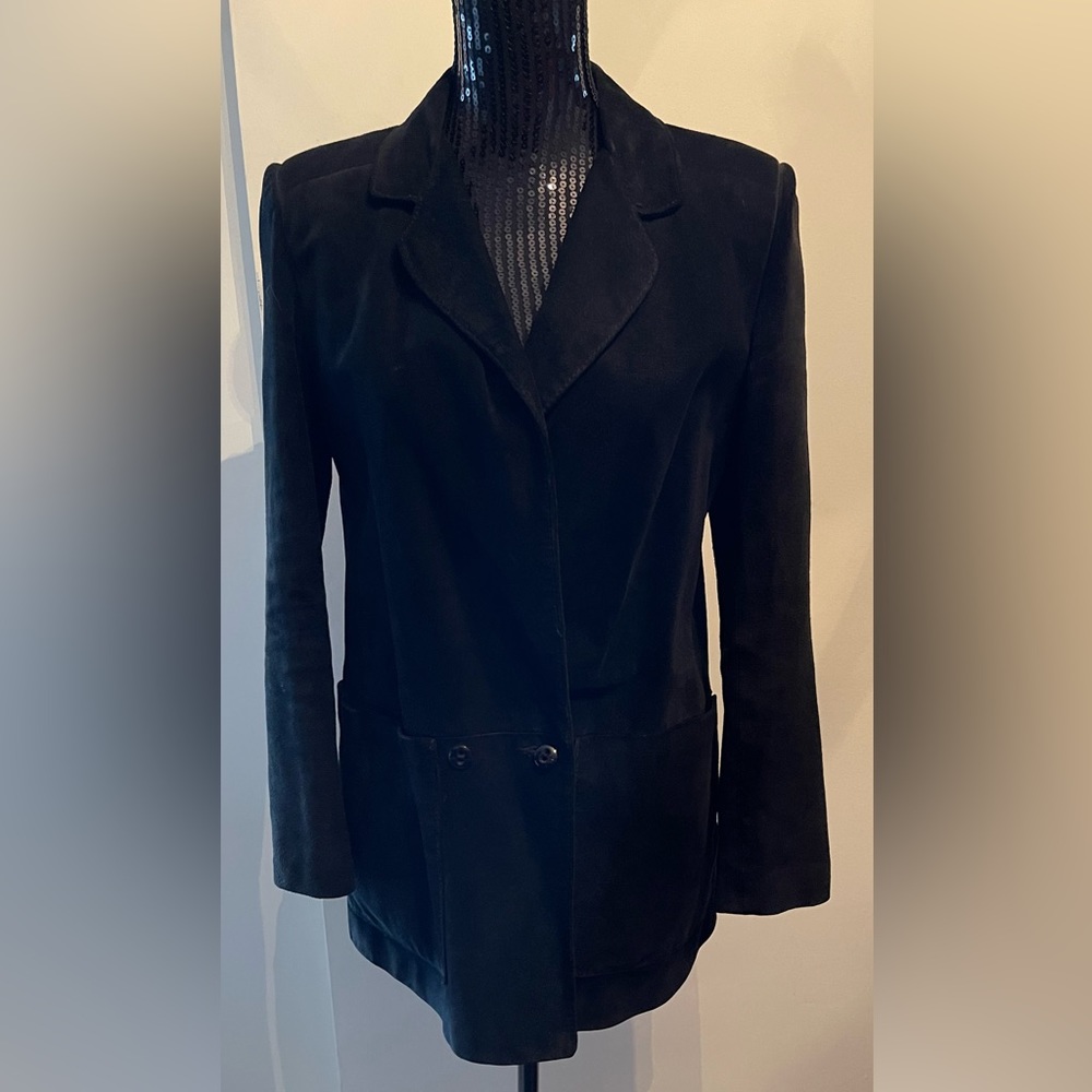 1980s Leather Attic Black Suede Blazer Jacket